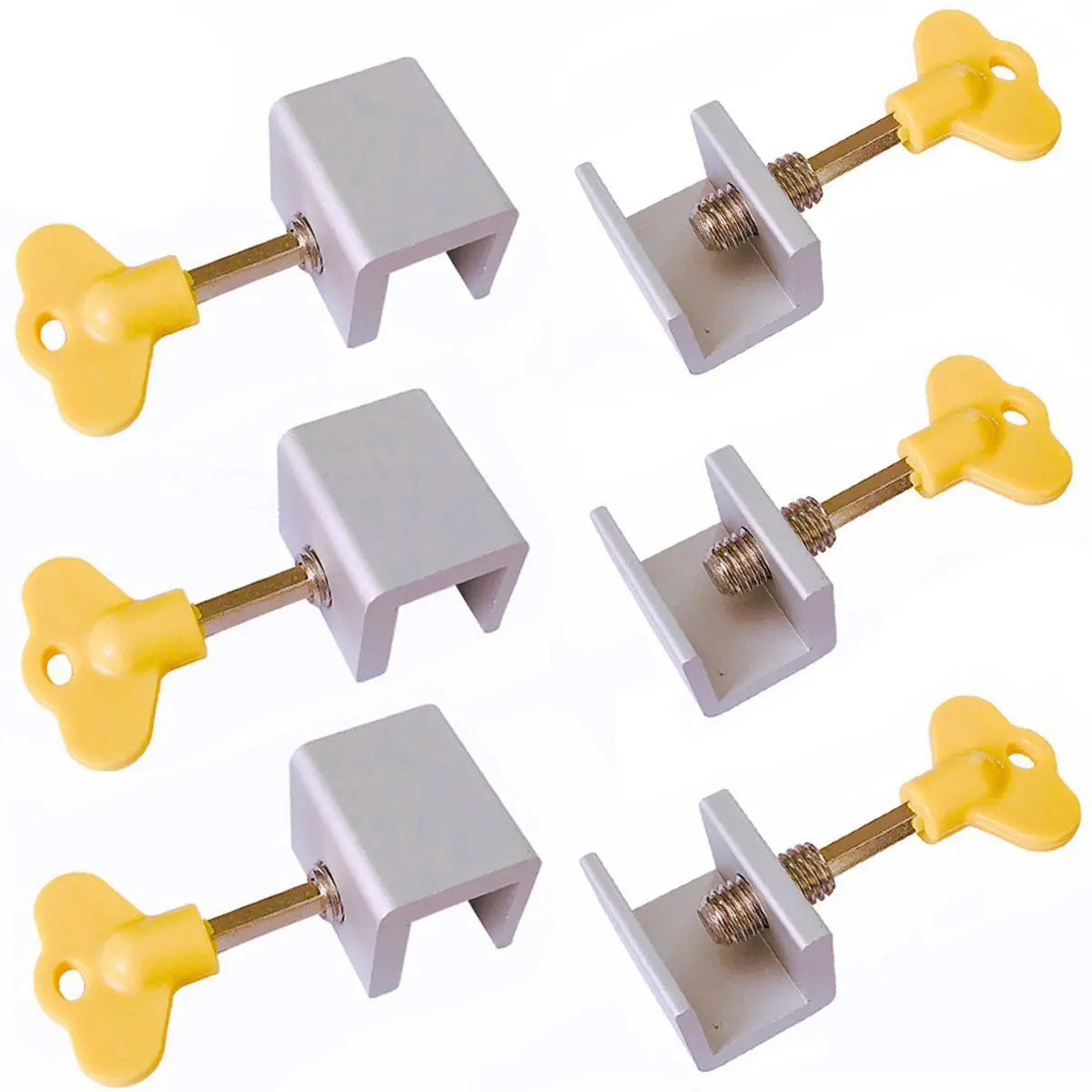 Easy Use 6 Pieces Adjustable Sliding Window Locks Stops Aluminum Alloy Door Frame Security Lock With Keys