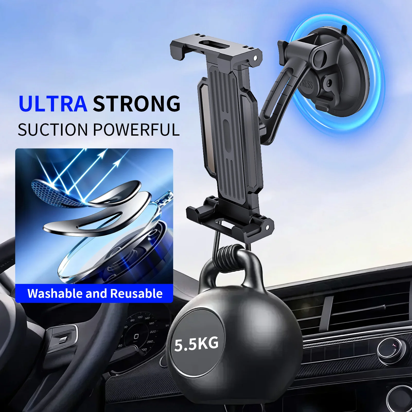 Universal Car Dashboard Windshield Mount Tablet Holder for IPad Pro 11 12.9 Air Mini Phone Stand for Samsung Galaxy 4-13 Inch view 5