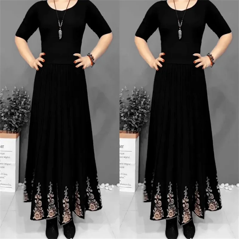 Autumn Female Solid Color Woolen Maxi Skirt Korean Women High Waist Long Skirts Spring Ladies Thicken Embroidered Grand Skirt