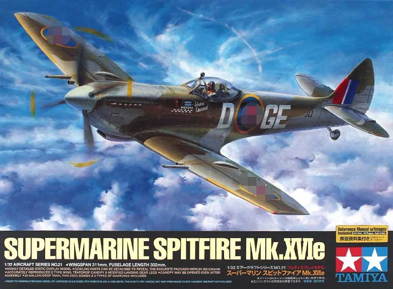 Tamiya 1/32 Supermarine Spitfire Mk.XVIE Royal Air Force 신제품 60321 모델 건조 키트 리뷰 및 사용 가이드