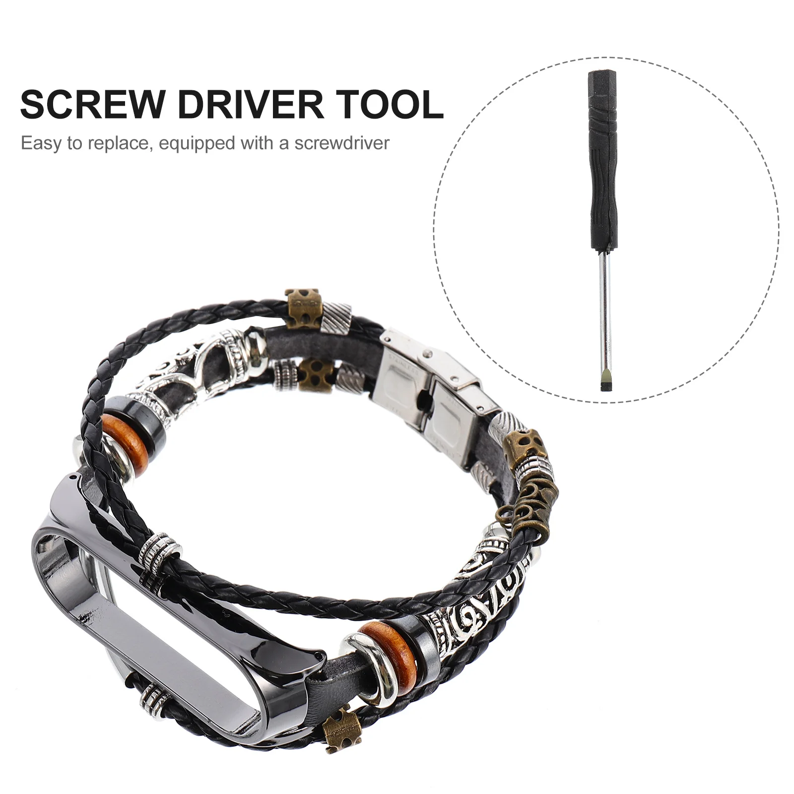 

5 Strap Vintage Ethnic Style Metal Buckle Diy Replacement Wristband For Band 5 Nfc Smart Fitness Tracker