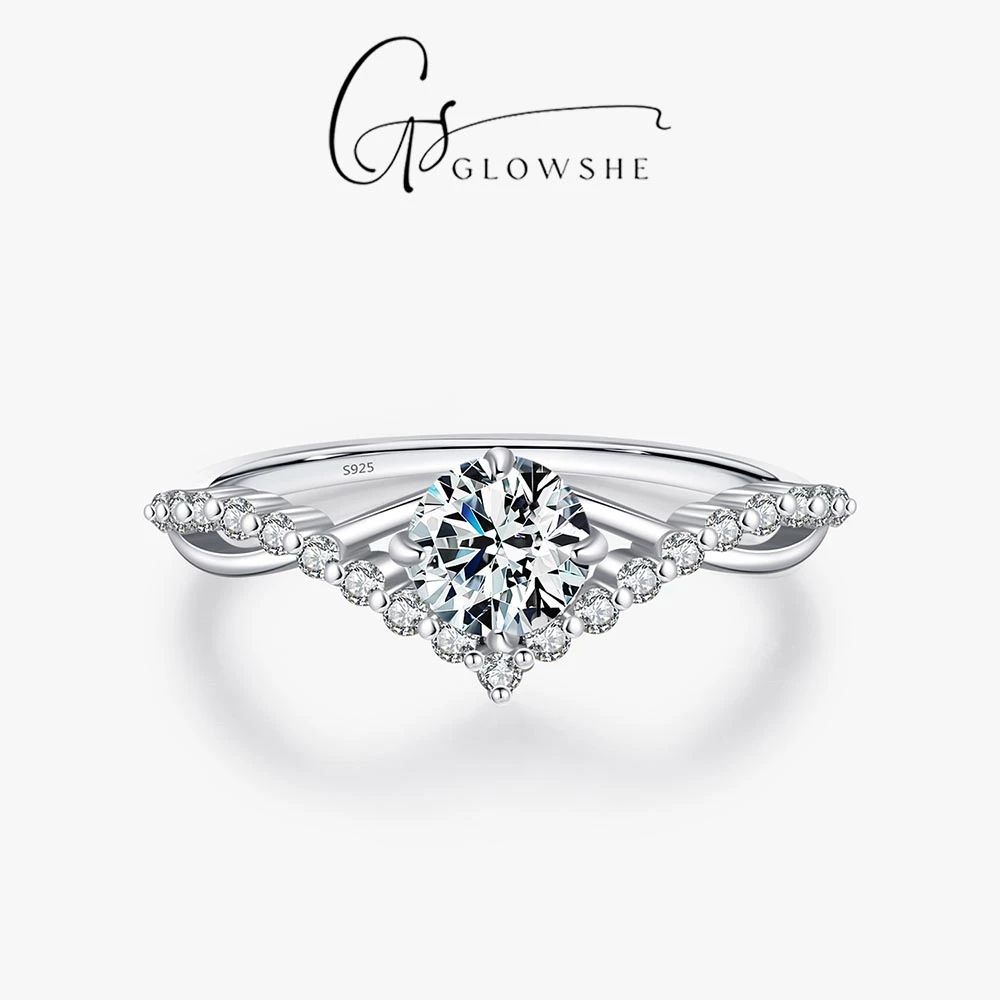 

Светящееся кольцо из 100% стерлингового серебра 925 пробы, нежное кольцо с муассанитом, женское свадебное обручальное ювелирное изделие, предложение для банкета, роскошное кольцо, подарок