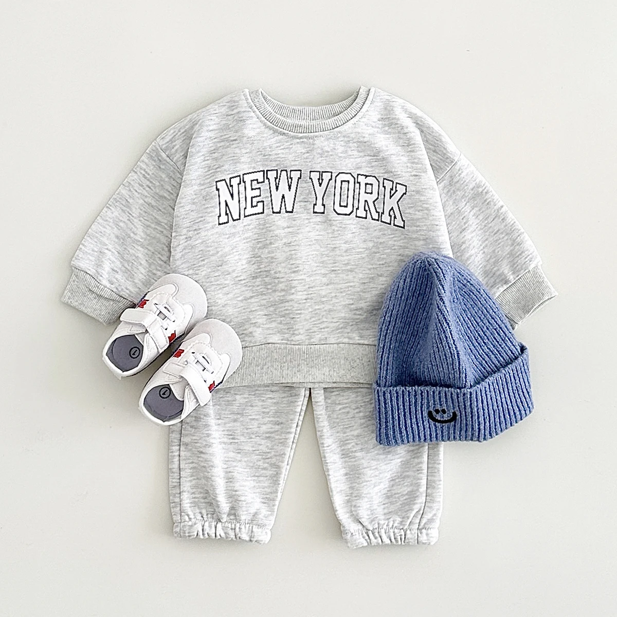 Baby Set Spring Autumn Letter New York Print Newborn Boys Girls Pants Two Piece Sports Children\'s Fashion Baby Clothing 0-3Y