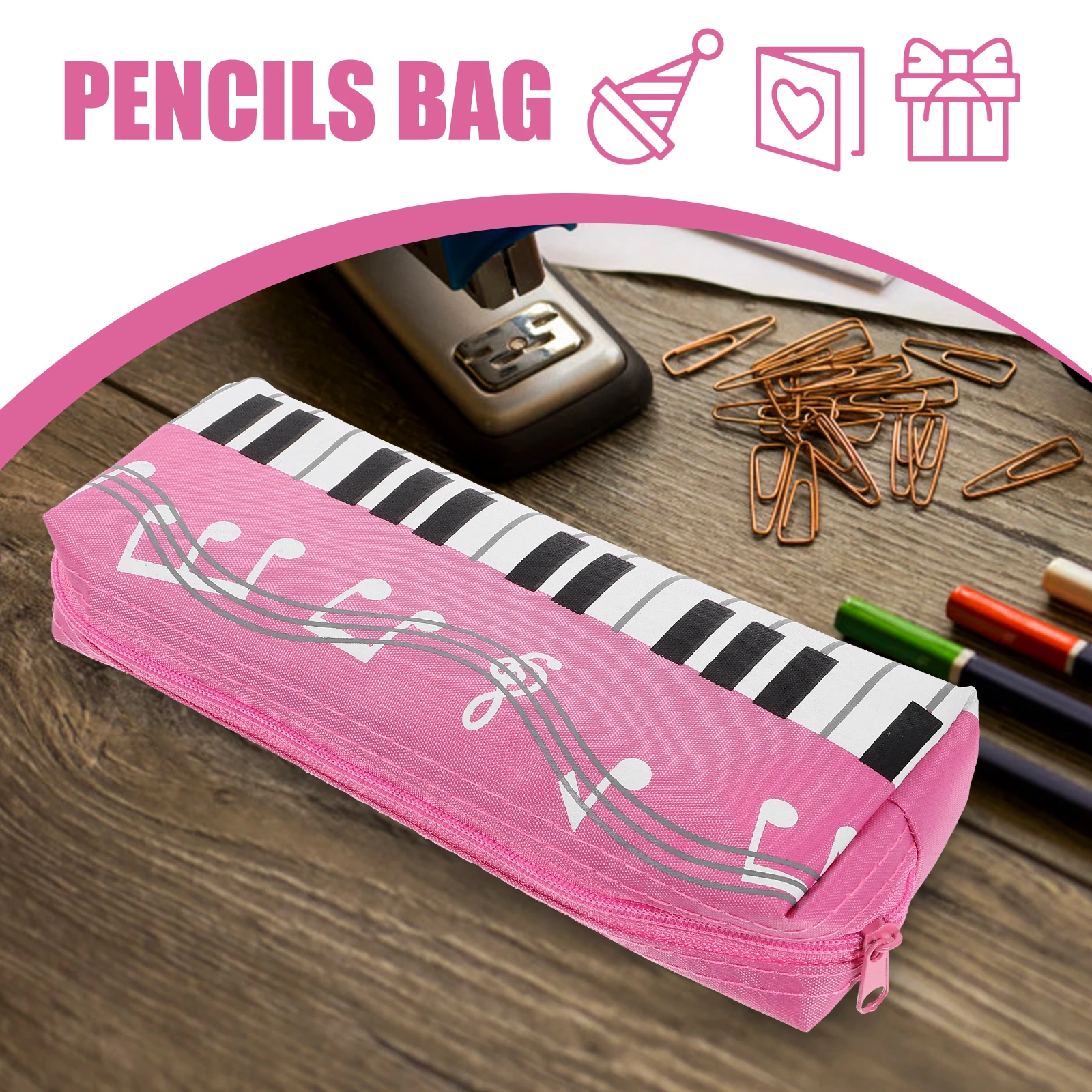

Keyboard Pencil Case Storage Aldult for Girls Holder Canvas Stationary Organizer