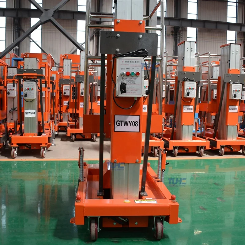 CE Certified Single Mast Vertical Man Lift Electric Driven Aerial Work Vertical Single Mast Lift