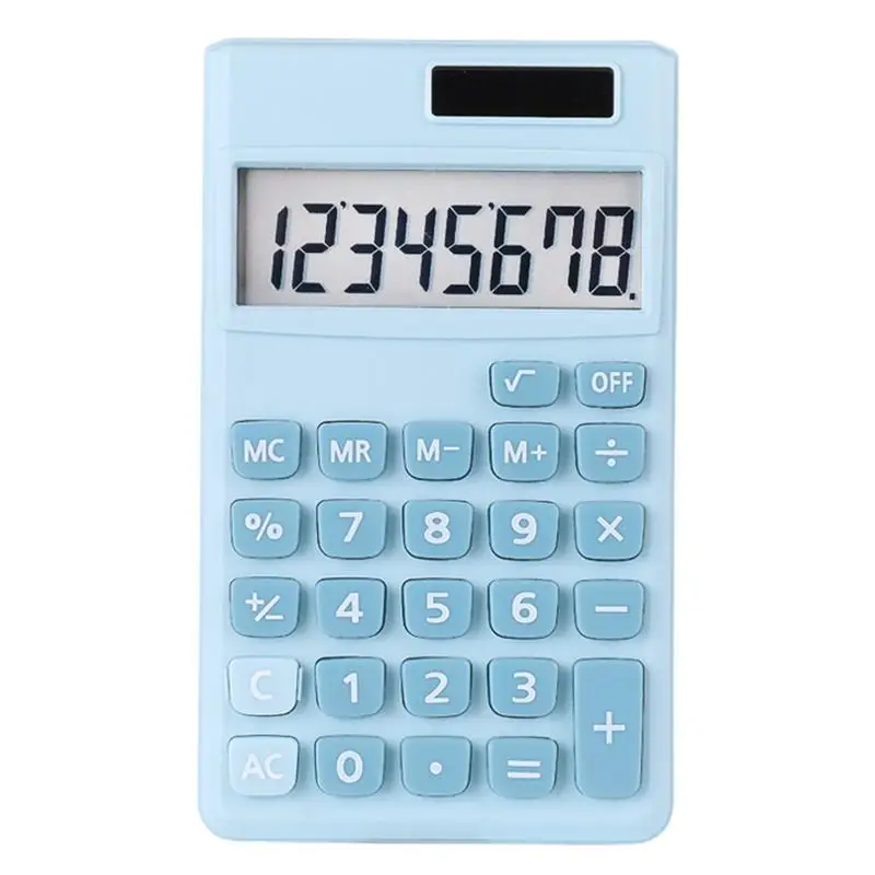 Student Calculator 8-Digit Electronic Calculator Solar Powered LCD Display Screen Calculator Handheld Calculator For School Home