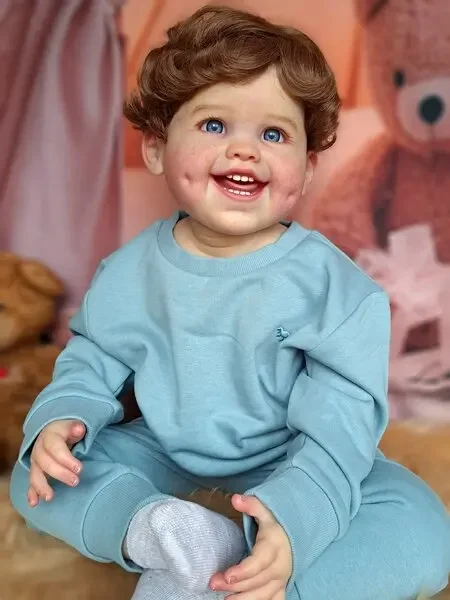 Limited Customized Doll 32inch Reborn Baby Dimple 2version Finished Doll/Painted Kit  Hand-Rooted Hair Christmas Gift