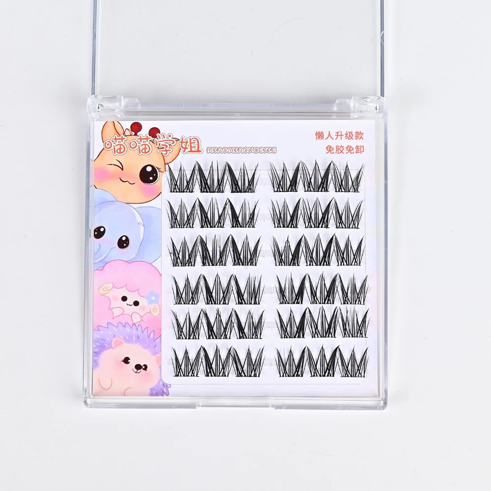 

With Jelly Glue Strips 3D False Eyelashes Glue Free Anime Cosplay Segmented False Eyelashes DIY Nude Makeup Manga Lashes Girl