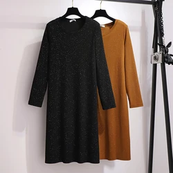 Plus-size Women's Spring Casual dress Cotton comfortable sequined party dress Split hem loose commuter dress Home dress