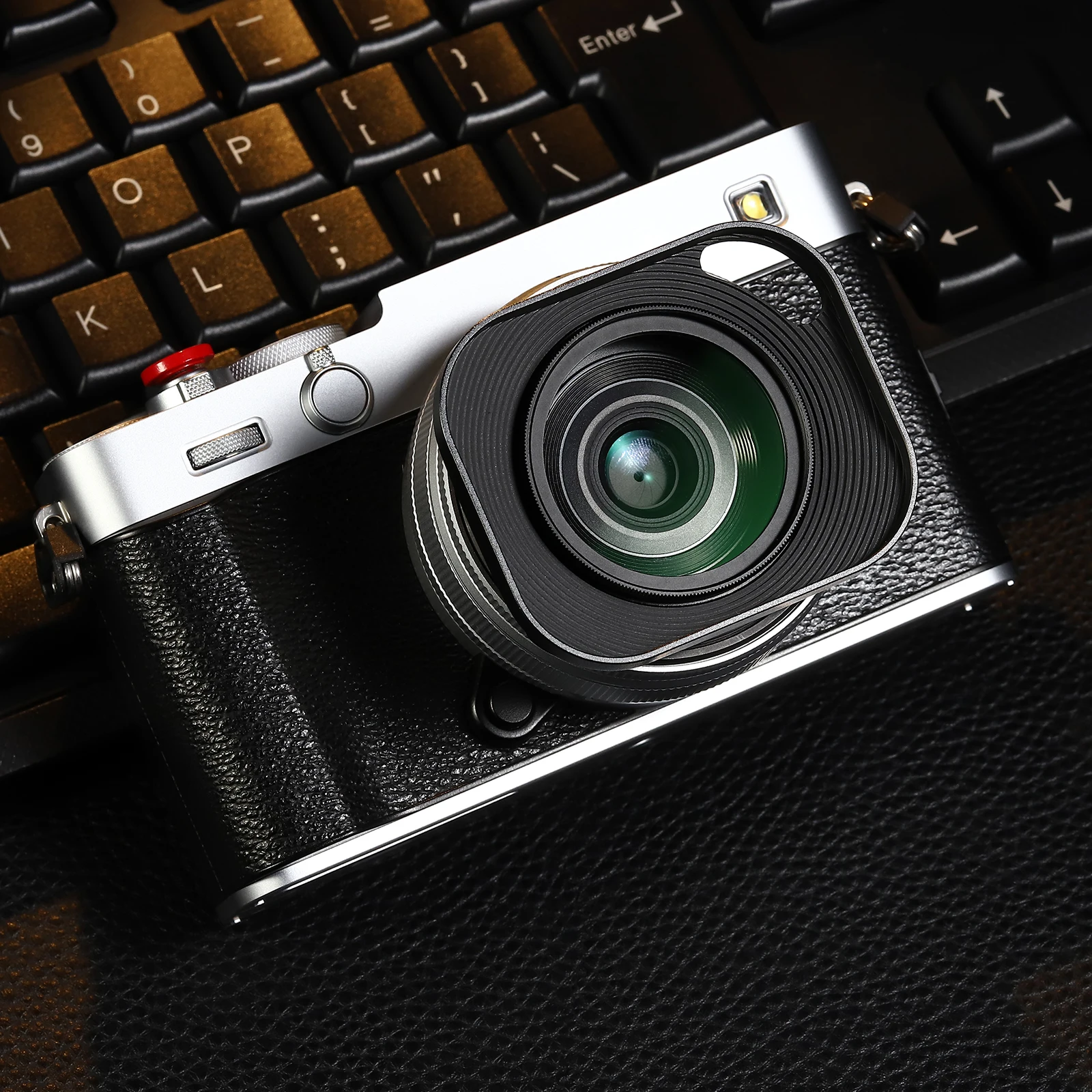 Haoge capa de lente de metal quadrado baioneta para Fujifilm Fujinon XF27mm XF23mm F2.8 R WR capa de lente preta