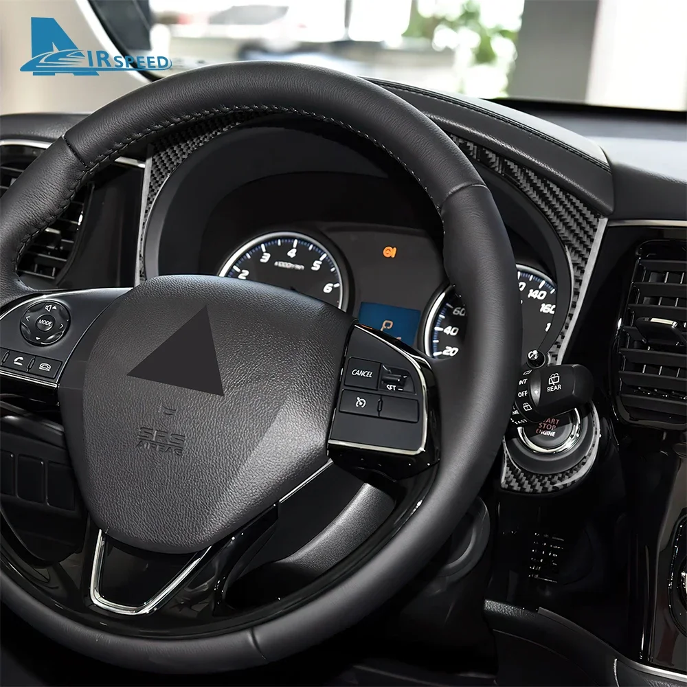 Настоящая мягкая наклейка из углеродного волокна с левой отделкой для Mitsubishi Outlander 2013-2015 2016 2017 2018 2019 2020 2021, рамка автомобильного спидометра