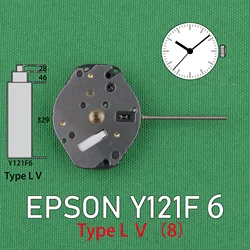 Y121 movement EPSON Y121F6 Watch Quartz Movement Longer pipe Y121-8 S.EPSON CORP NO JEWELS The number written afterwards is 8