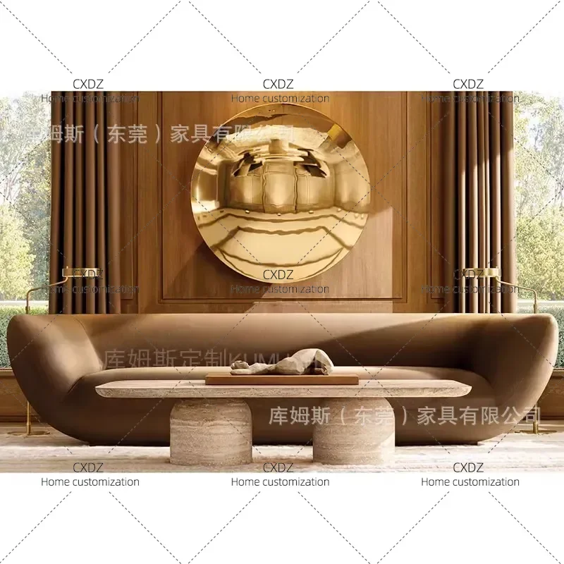 Nordic Marble Coffee Table High End Villa Hotel Model Room Living Room Creative Natural Travertine Center Table