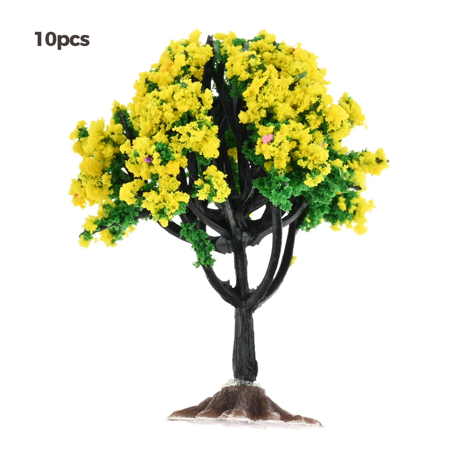 Árbol de flores amarillas en miniatura, 10 piezas, 6cm, modelo de tren, paisaje de árbol Artificial, decoración de ferrocarril, accesorios de paisaje de construcción