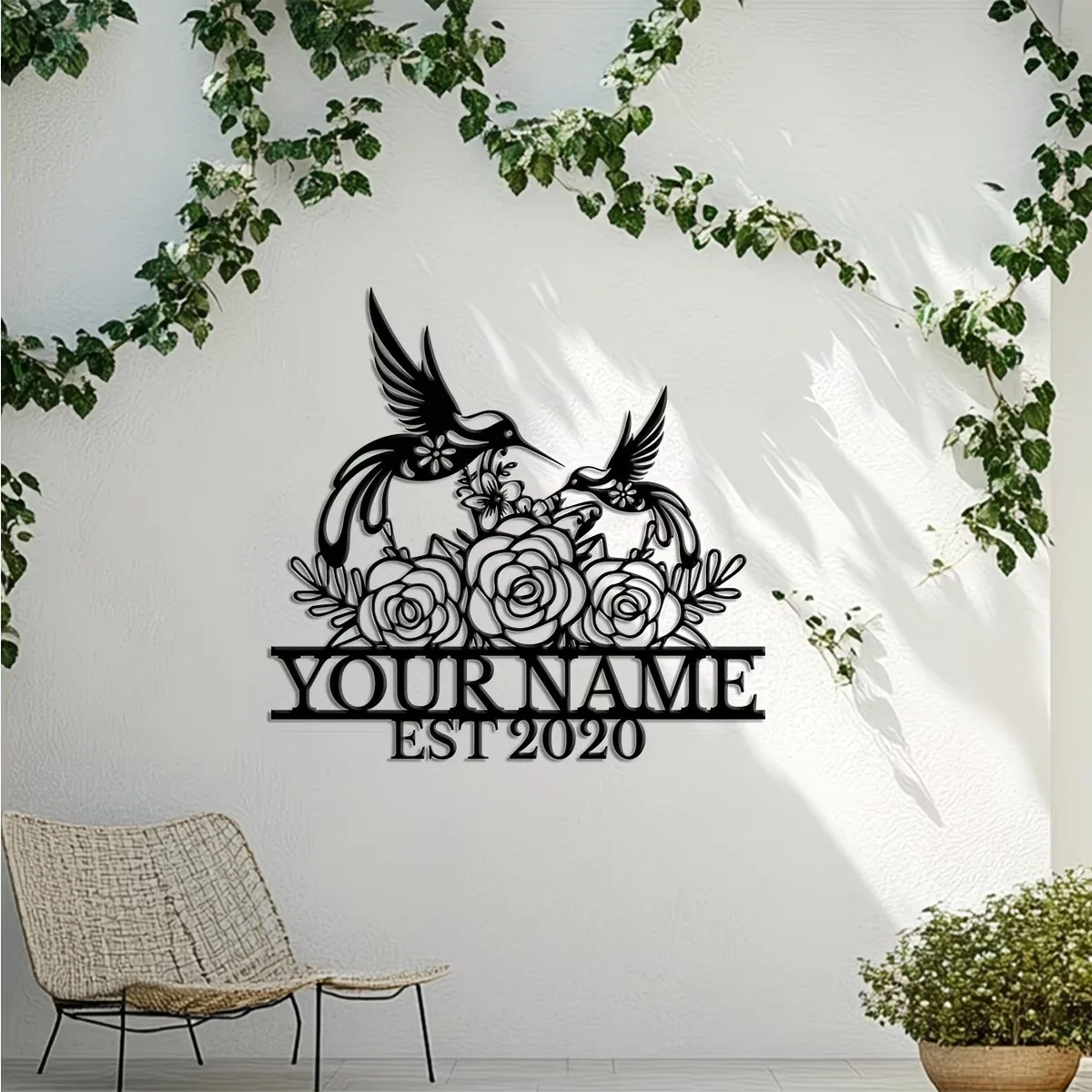 Custom Hummingbird Personalized Logo Sign, Scene Party Hanging Ornament, Door Decoration, Wrought metal Wall Decoration Pendant