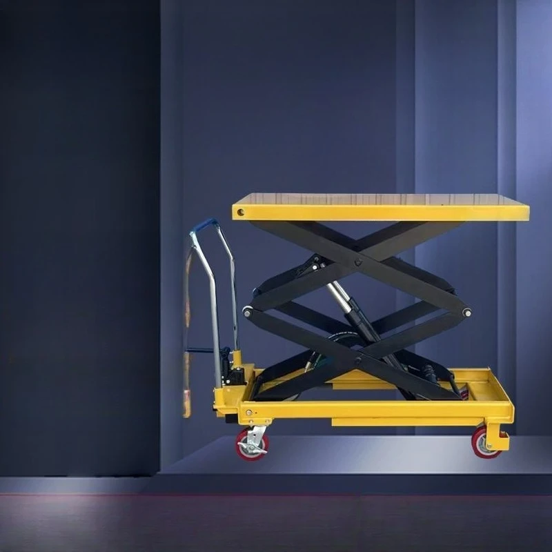 

Manual hydraulic lifting platform car Mobile lift Double scissor type thickened worktable Simple small