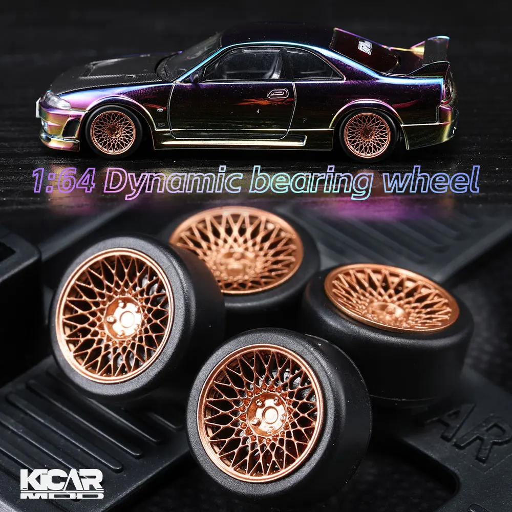 

Колеса для моделей автомобилей 1/64 из смолы с резиновыми шинами, динамические колеса с подшипниками и тормозными дисками для HotWheels, Tomica, Diecast Model