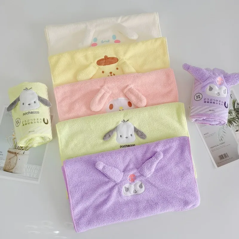 

Полотенце Sanrio Cartoon Kawaii Kuromi Melody, быстросохнущее, мягкое и впитывающее, для дома, подарок для девочки