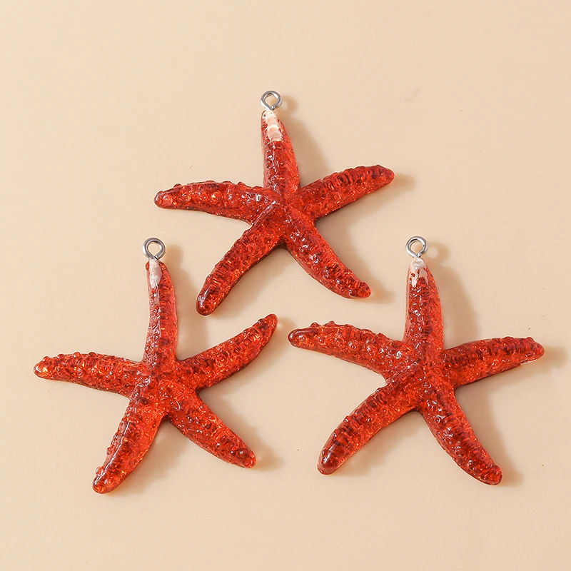 Leslie 10 Stück Harz-Anhänger in Form von niedlichen, glitzernden, bunten Seesternen für Ohrringe, Halsketten, Armbänder, Sommer- und Strand-Schmuckherstellungszubehör – Detail 9