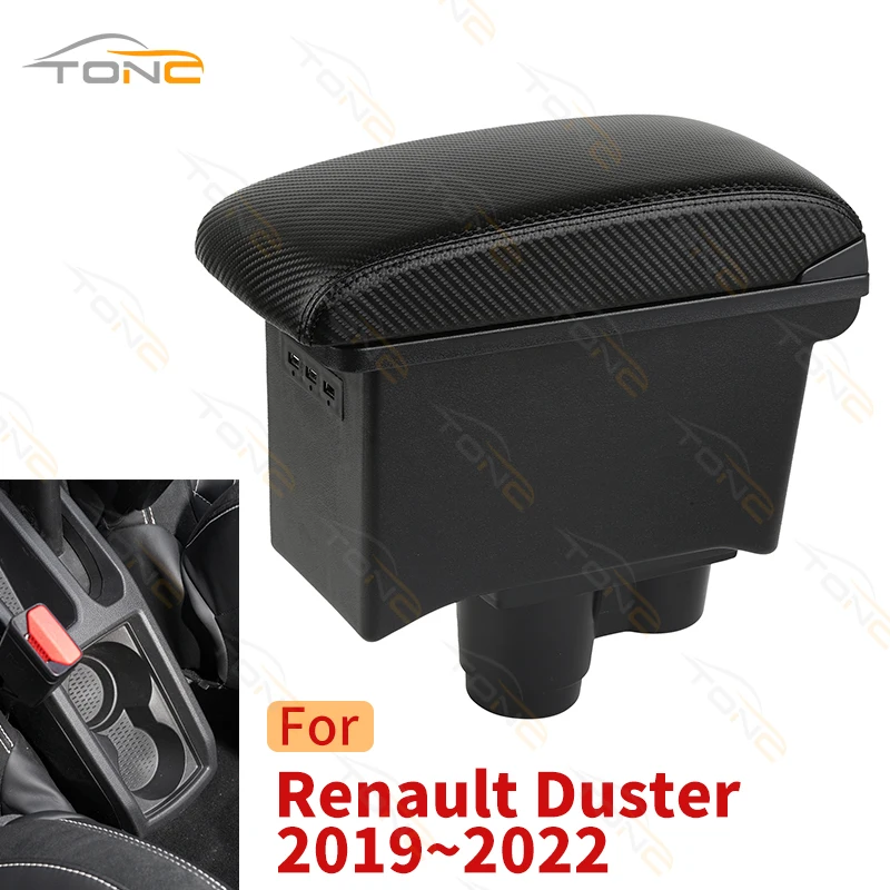 For Renault Duster Armrest For Dacia Duster Car Armrest Box 2019-2022 Center Console Storage Box Decoration Accessories leather