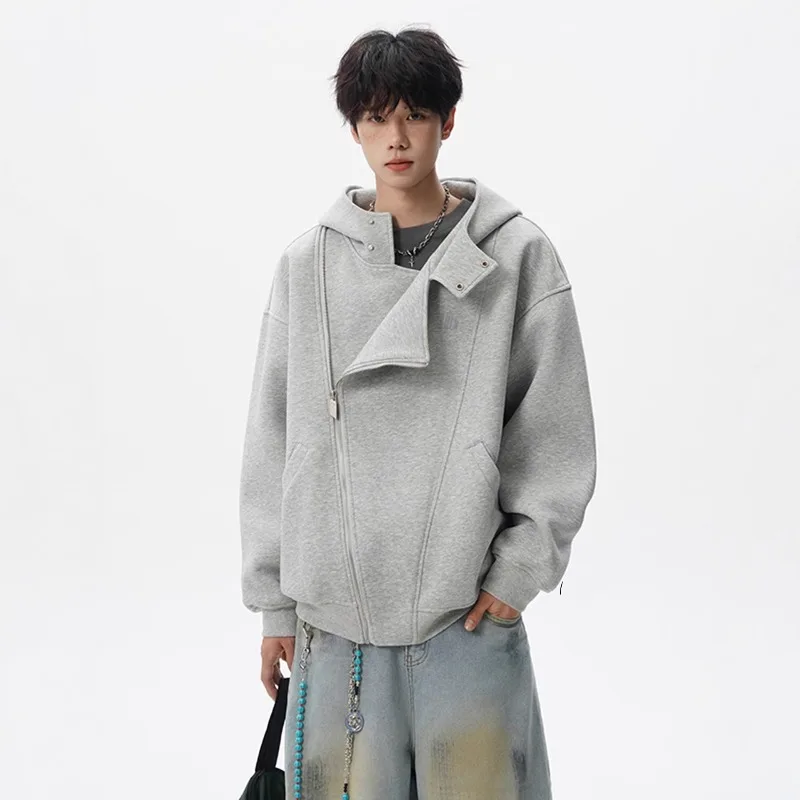 

Тяжелая толстовка с капюшоном для мужчин и женщин, универсальная осенне-зимняя уличная спортивная куртка-кардиган с двойной молнией для пар