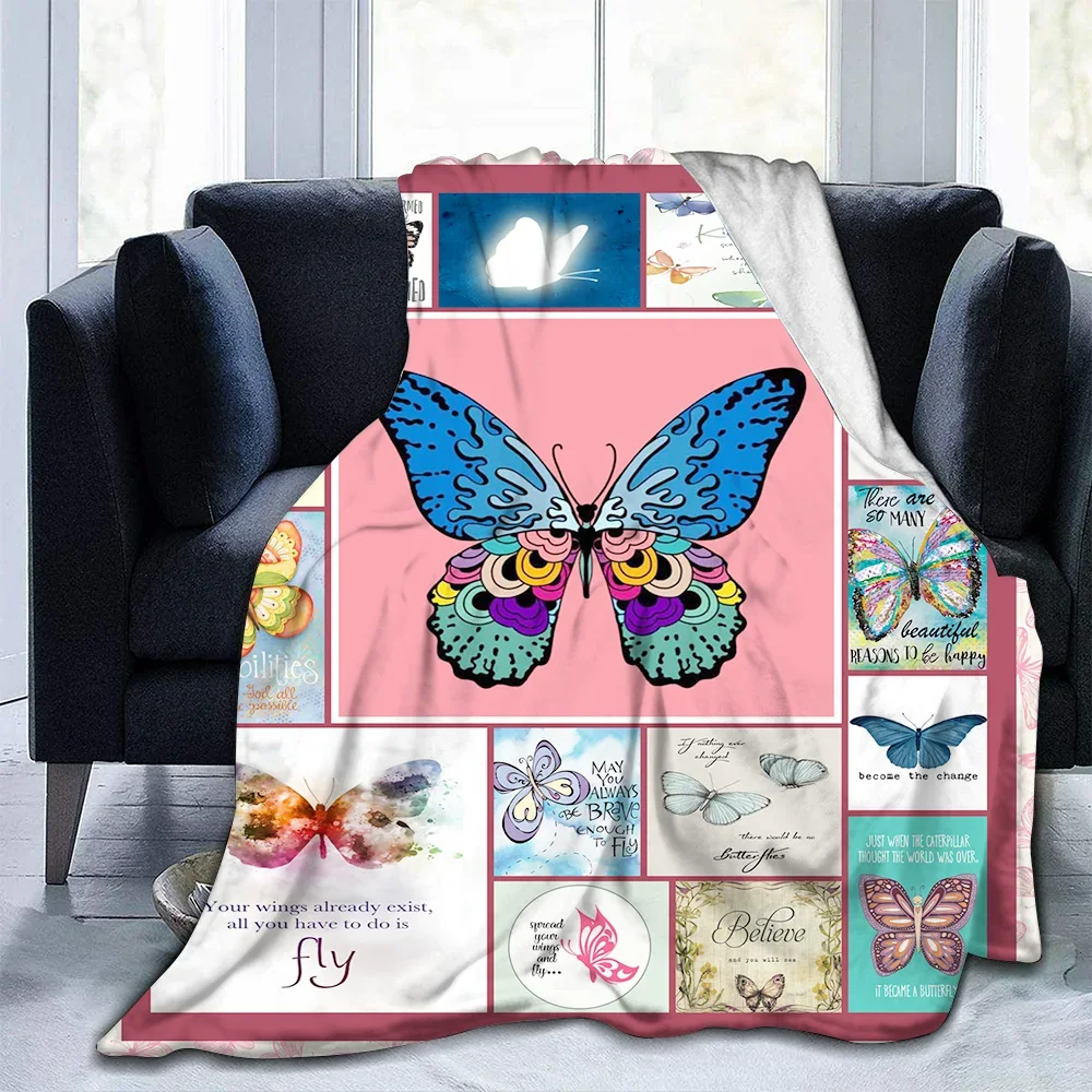 

Butterfly Flannel Blanket Super Soft Lightweight Ultra Luxurious Fleece Plush Throw Blanket Purple Butterflies Design Blankets