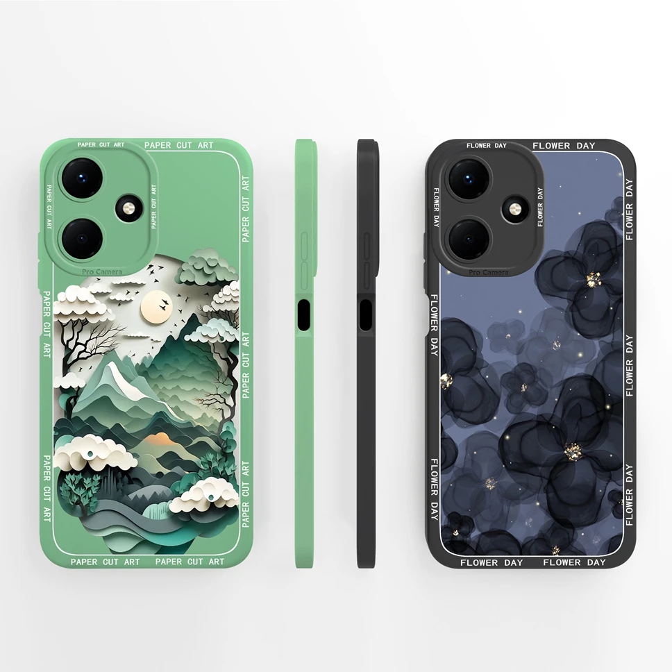 Funda de teléfono para Infinix Hot 30 30Play 30i Flower Day Paper Cut Art, protección de silicona líquida suave, Fundas traseras antideslizantes