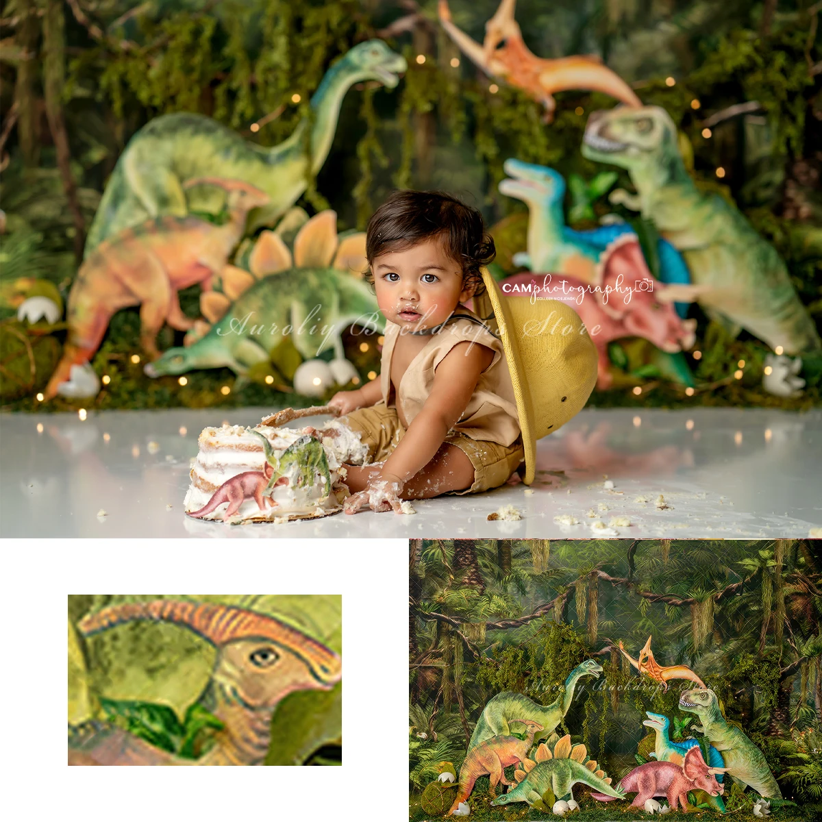 

Endangered Dinosaurs Background Cake Smash Kids Adult Photography Props Child Baby Cretaceous Forest Decor Studio Photo Backdrop