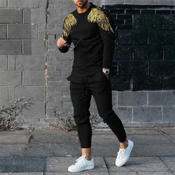 Autumn Tracksuit T-Shirt sweatpants Suit Men Streetwear Vintage 3D Print Long Sleeve Pullover Clothing 2 Piece Sets High-quality