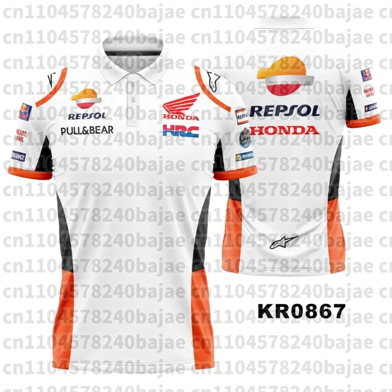 

2025NewHonda Racing Team HRC Fashion Street Polo Shirt Men's Motorcycle Racing Cycling Speed Dry T-shirt Casual High Quality Top