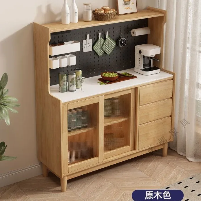 Modern simple all-solid wood dining side cabinet integrated living room tea kitchen against the wall