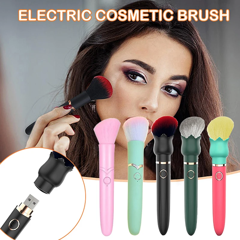 Oplaadbare elektrische make-upborstel - Wasbare vibratie Foundation Blush Loose Powder Beauty Tool voor cosmetica