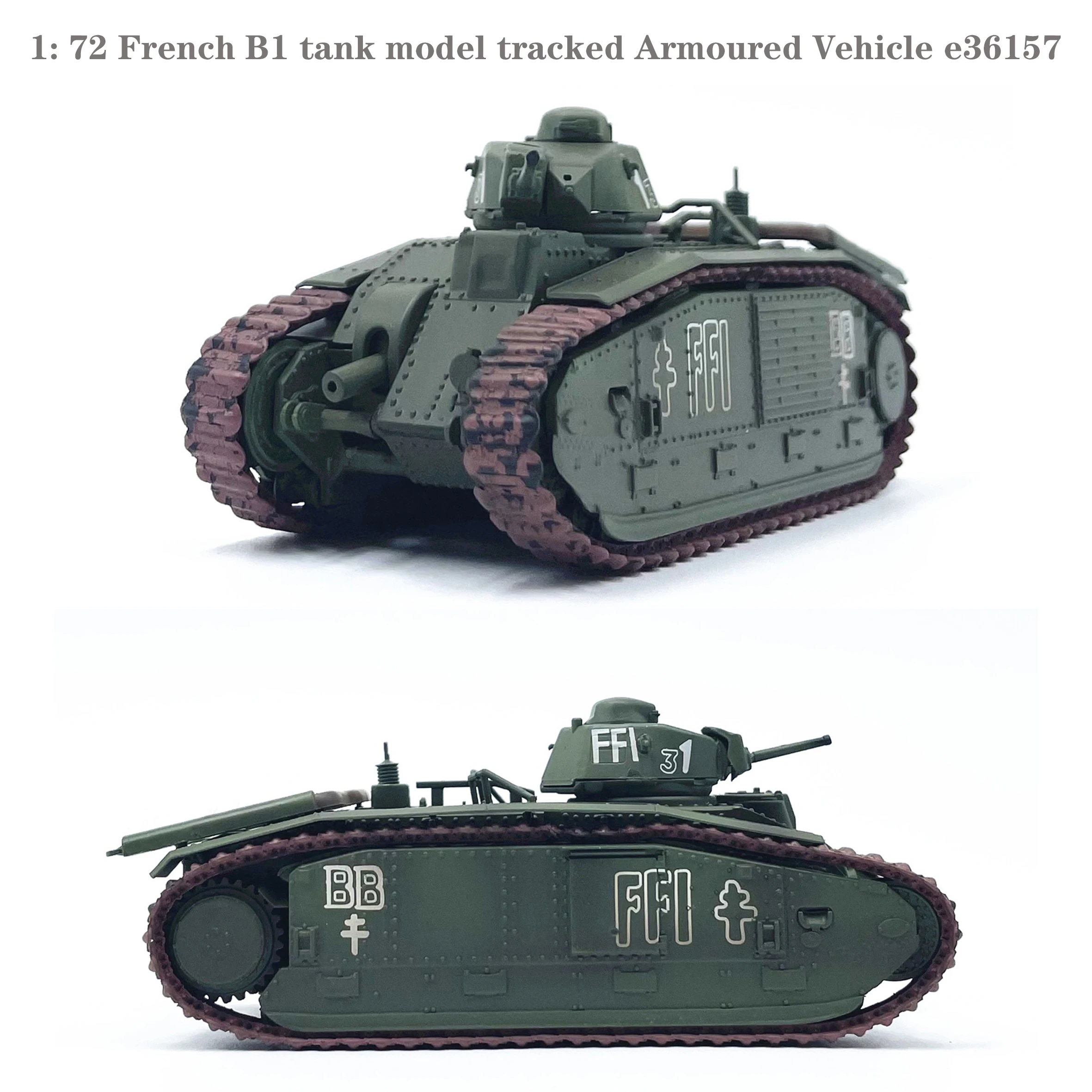 1: 72 French B1 tank model  Tracked Armoured Vehicle e36157  Finished product collection model