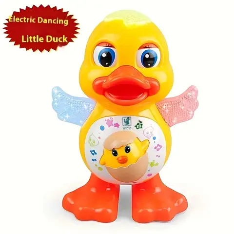 Interactive Dancing Duck Toy with Dynamic Music, Flashlights, and Active Wings - A sensory toy suitable for 3-6 year old childre