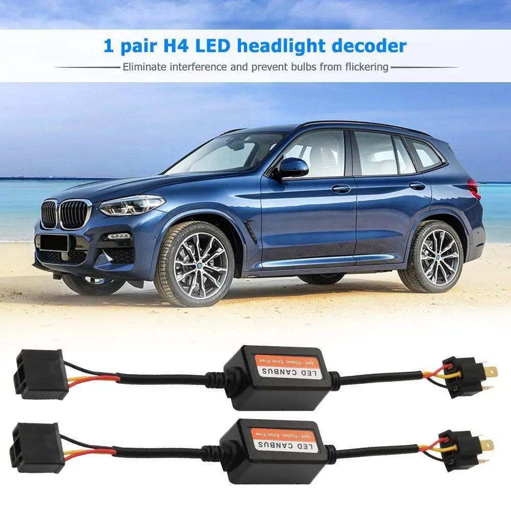 

High Performance H4 LED Headlight Bulbs with Error Free Anti Flicker Resistor Decoders for 12V 35W Applications