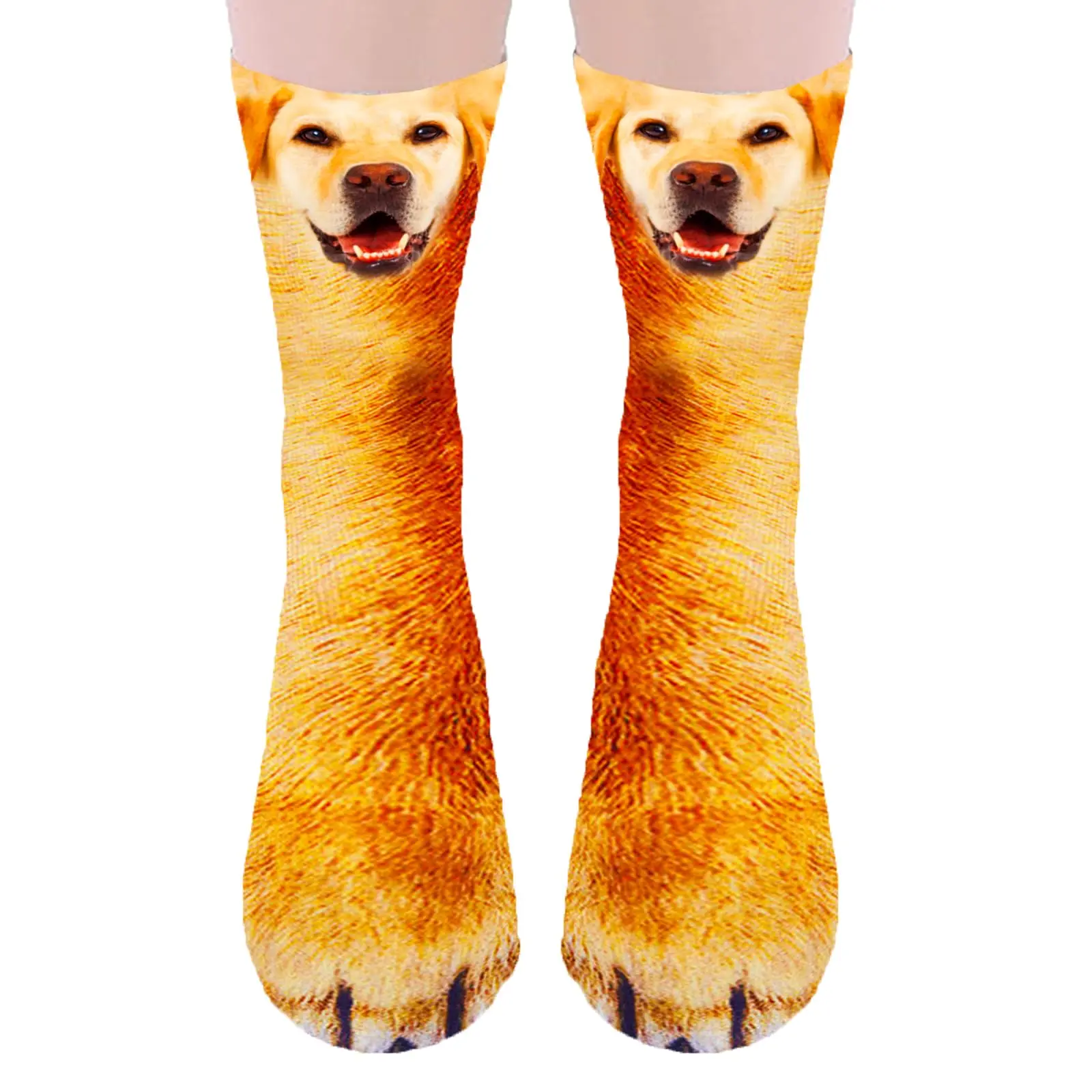 1 Pair Dog Funny Animal Paw Socks Crazy Novelty,Claw Socks Christmas Stocking Stuffers,3D Newest Dog Orange Paw Socks