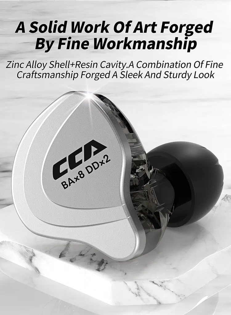 CCA C10 HiFi-Kopfhörer, 4BA+1DD, Hybrid-Technologie, In-Ear-Kopfhörer für Musik, DJ, Gamer, Sport, aktive Geräuschunterdrückung, Monitor-Headset – Detail 2