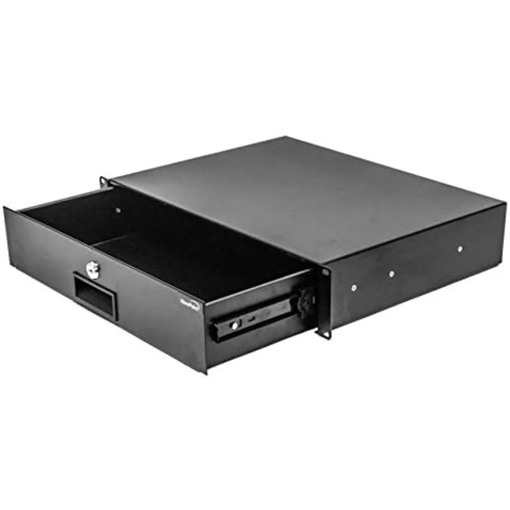 

Server Rack Cabinet 19 Inch 2U Deep Drawer with Locking System and Key for DJ Equipment Rackmount