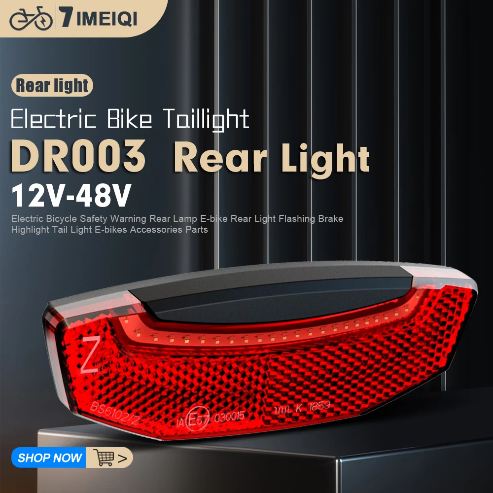 

12V-48V DR003 Electric Bicycle Rear Lamp 2PIN Waterproof LED Safety Night Riding Warning E-bike Taillights Cycling Accessories