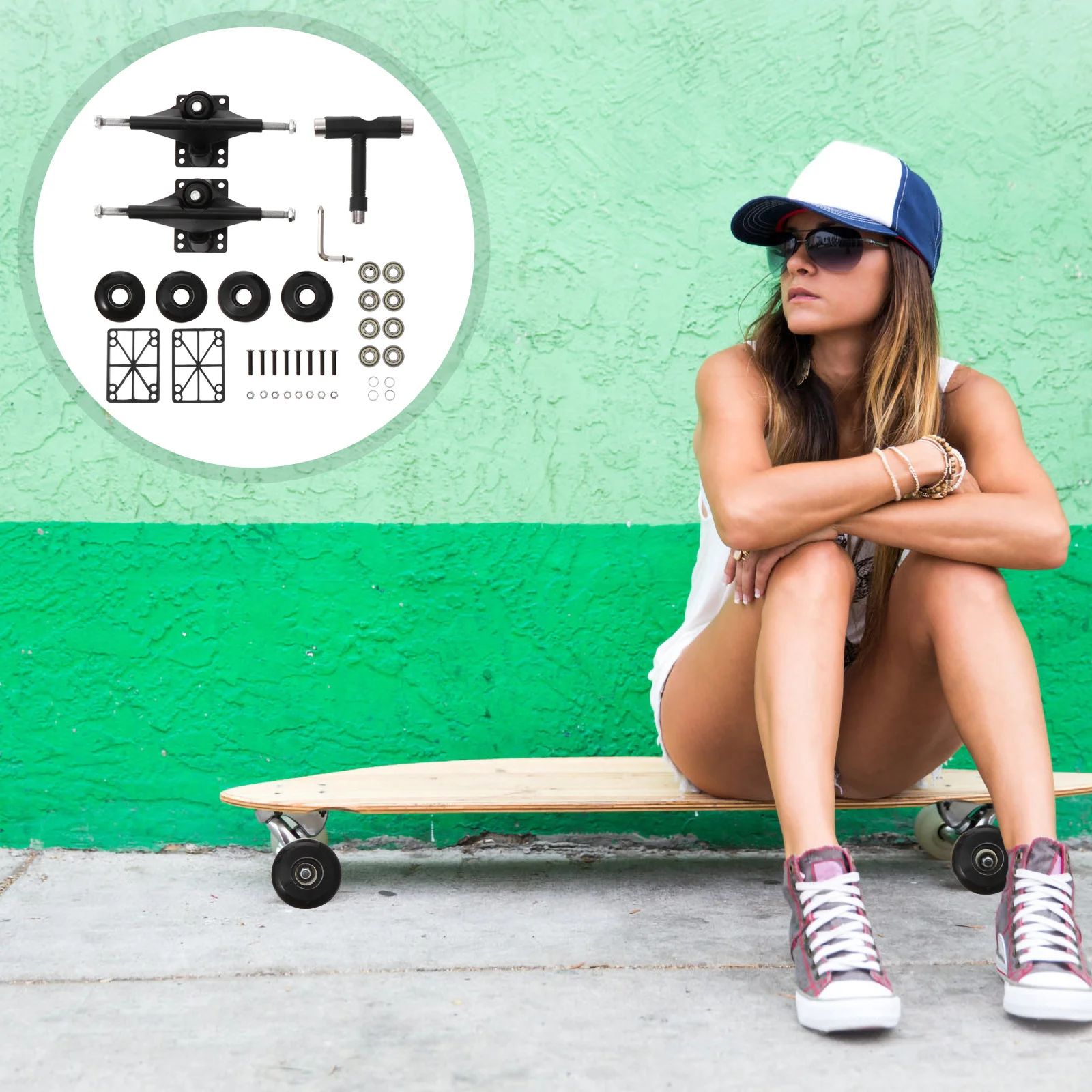 1Set Professionele Skateboard Brug Accessoires Kit Lagers Wielen Stevig Lichtgewicht Sterk Draagvermogen Gift Skaters