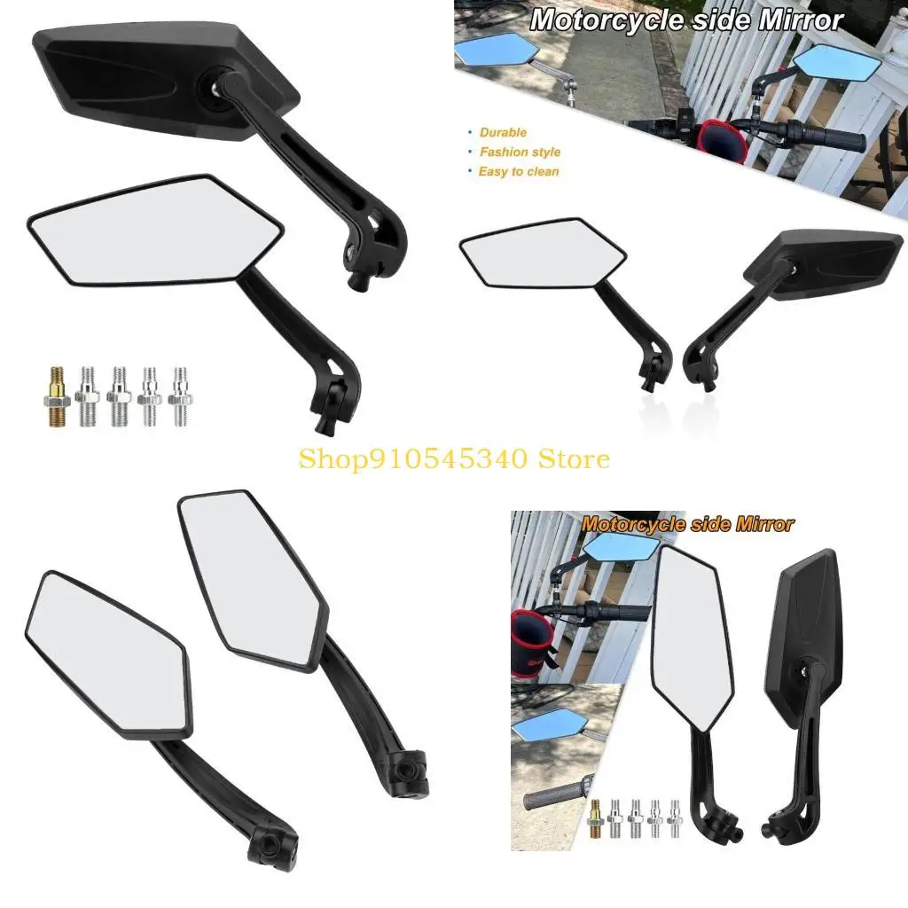 

U2JA 1Pair Rearview Side Mirrors Scooter Angle Adjustable Rotating Mirrors with Bolt 8mm 10mm Motorbike Modified Accessories