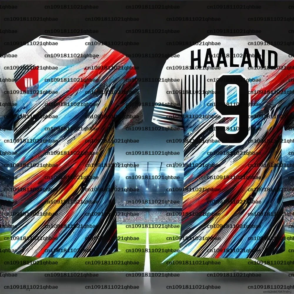 كرة القدم جيرسي تنفس الشارع كرة القدم عارضة تي شيرت المحملة الرجال طفل الذكور أعلى كريستيانو هالاند 9 التجفيف السريع الصبي الرياضة هدية أعلى #6