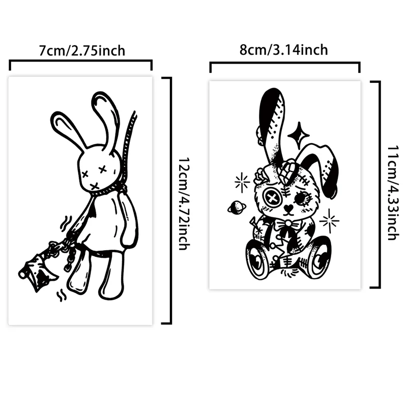 Rabbit Doll, 1Pcs Waterproof Temporary Tattoo Stickers, Long-lasting Waterproof for One to Two Weeks, Suitable for Arm, Leg.