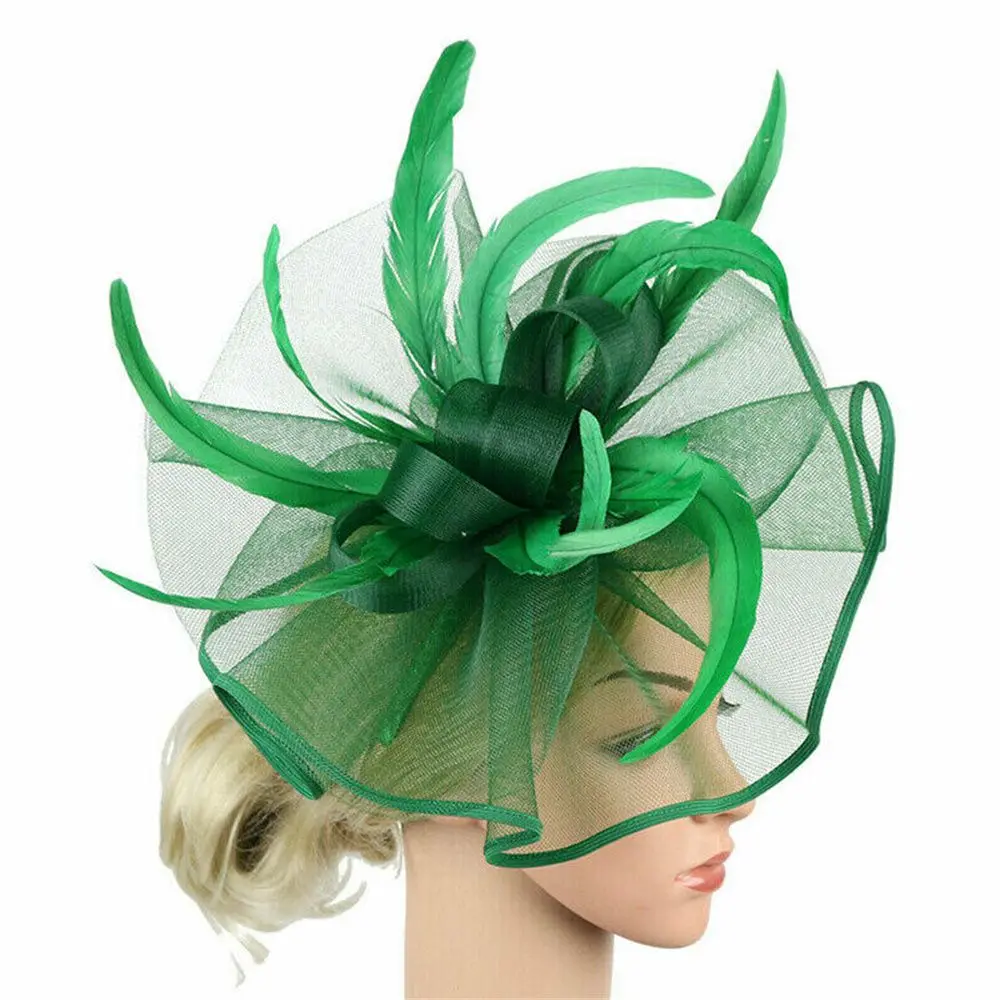 Accessories Alice Headband Clip Royal Ascot Race Feathers Hair Clip Tea Party Headband Fascinator Hat Feather Flower Headband
