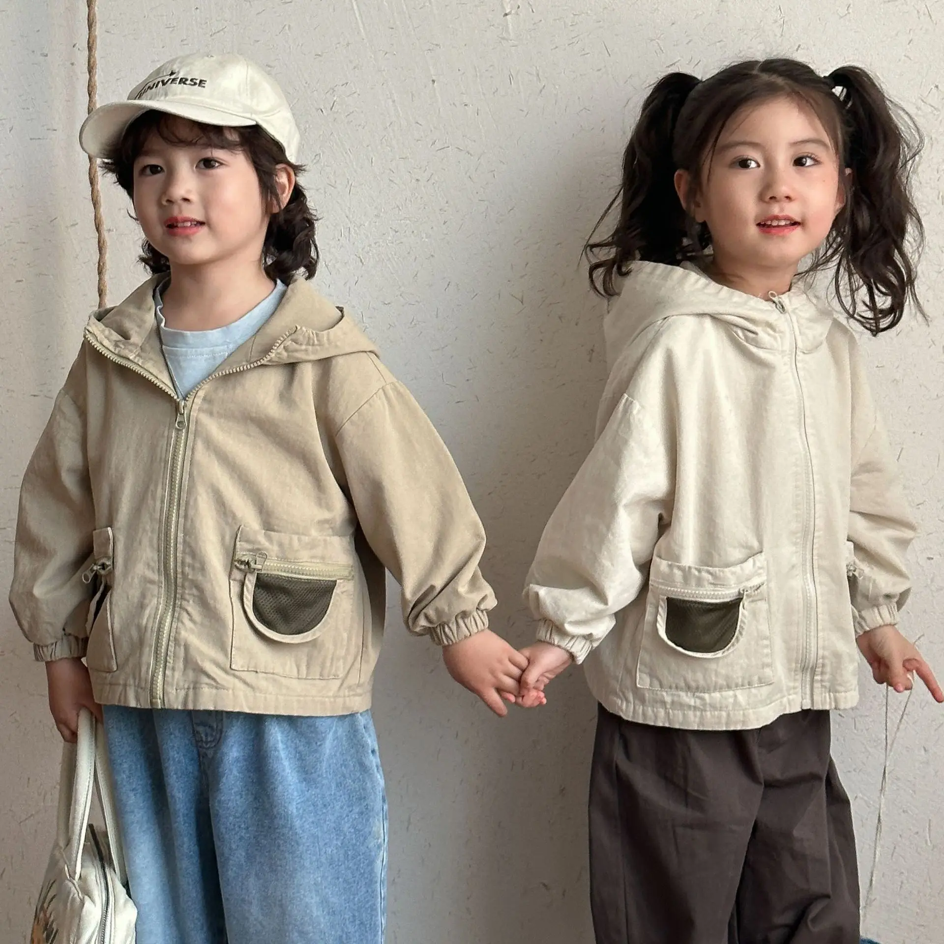 Children's coat spring and autumn hooded 2025 new girls clothes Korean version boys jacket