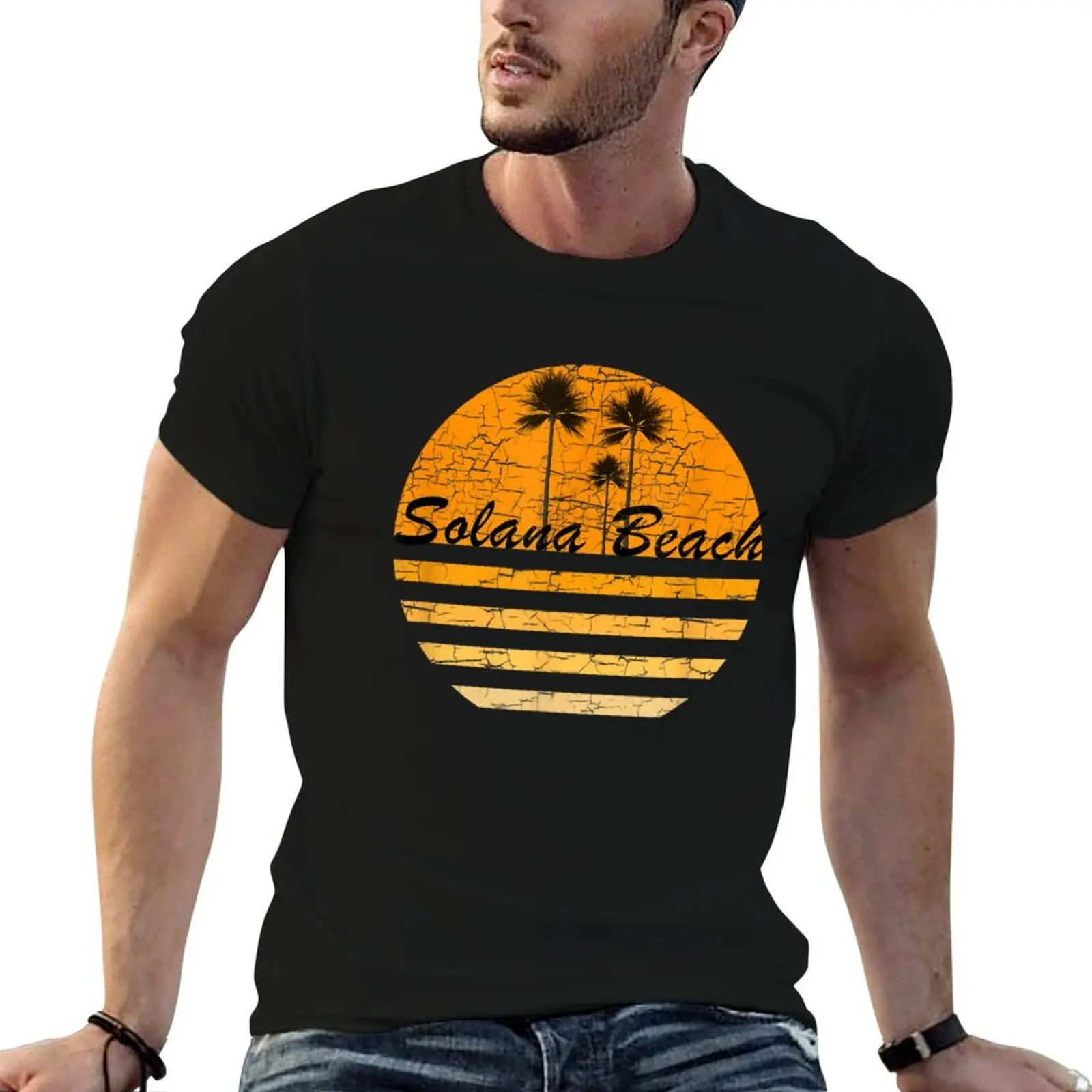 

Solana Beach California Retro 70's Throwback Surf T-Shirt t shirts for man slim fit t shirt custom print T-Shirt
