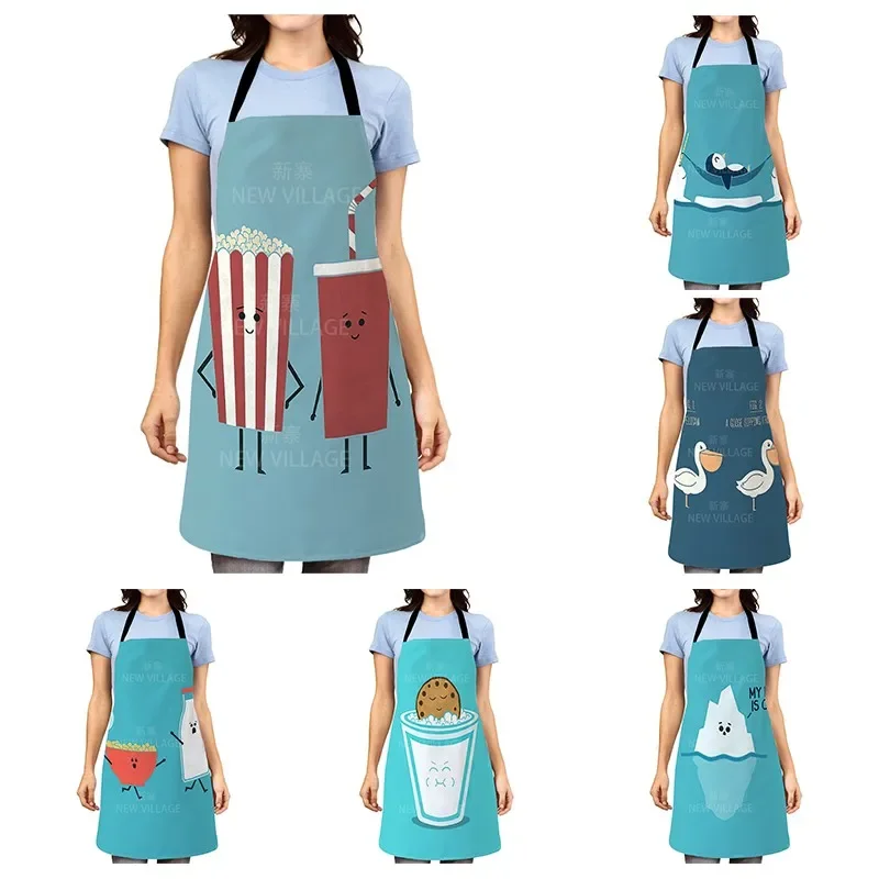 Grembiule antivegetativo in cotone e lino per auto alce serie natalizia grembiule per la pulizia dei lavori domestici da cucina per bambini adulti grembiule