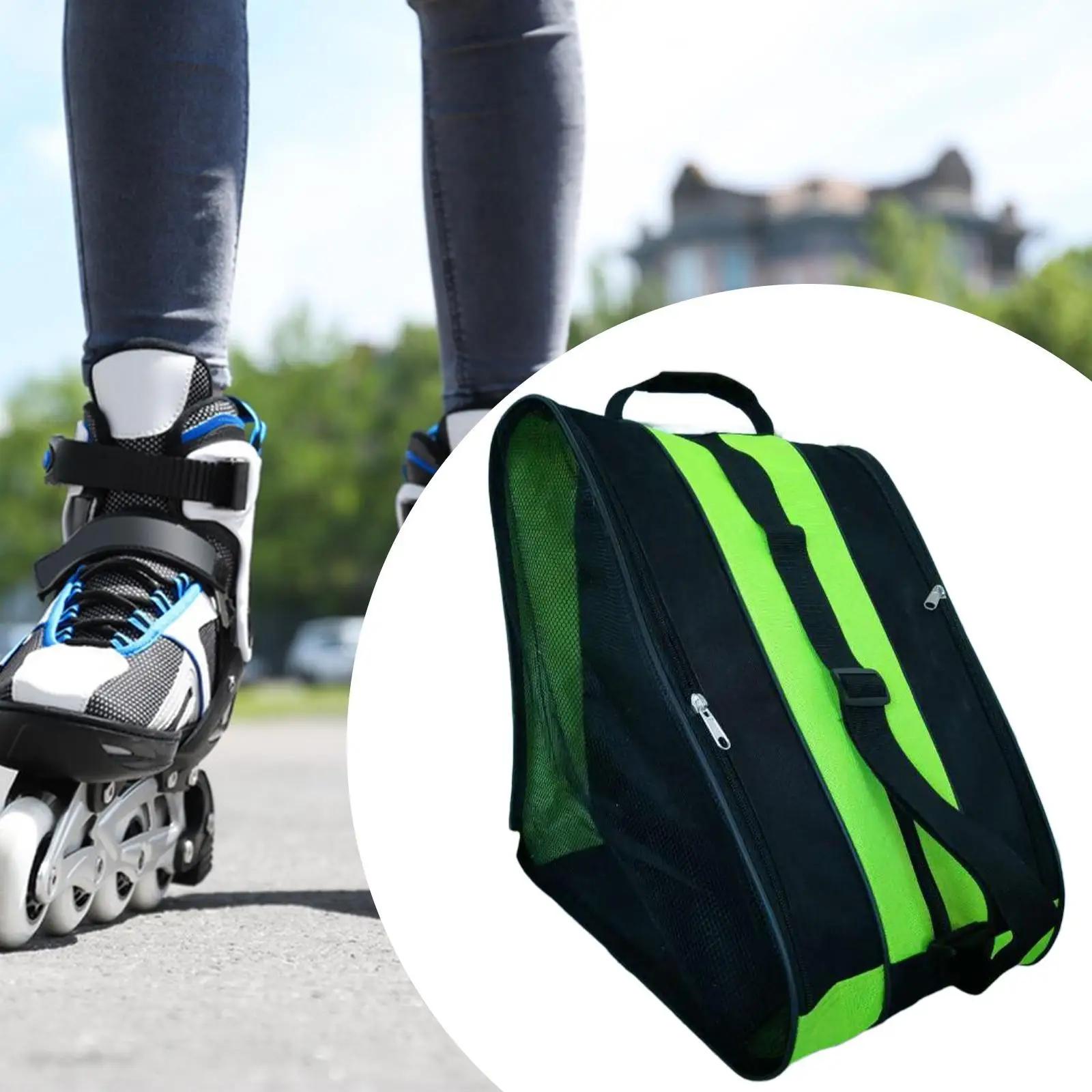 Roller Skate Bag Ice Skate Bag with Adjustable Shoulder Strap Oxford Cloth