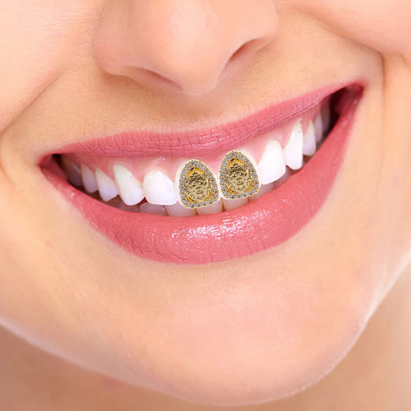 1 مجموعة واحدة غطاء الأسنان سبائك الزنك الأسد نمط وهمية الأسنان قبعات الهيب هوب نمط الزخرفية الفم شواء ل مغني الراب اكسسوارات المعادن #6