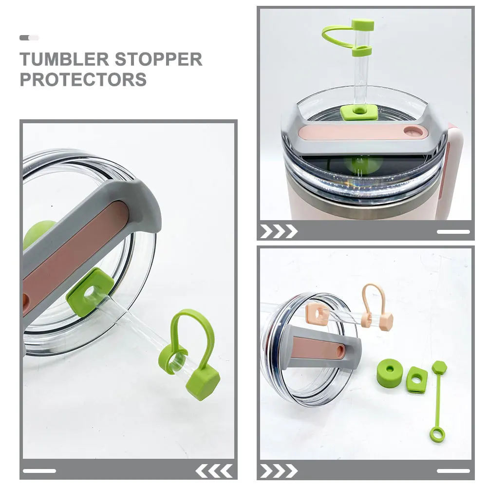 

2 Set Spill Stopper Straw Covers Cap Silica Gel Leak Proof Drinking Tumbler Stopper Drink Cup Plug Reusable Straw Caps